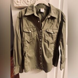 Carhartt Women's Olive Green Shirt Western Design - SZ L